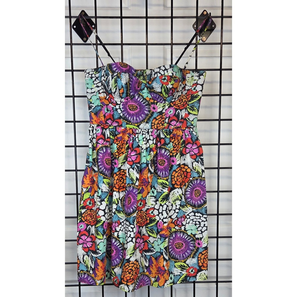 Moda International Mini Corset Dress Bustier Strapy Floral Beach Vacation Size 6